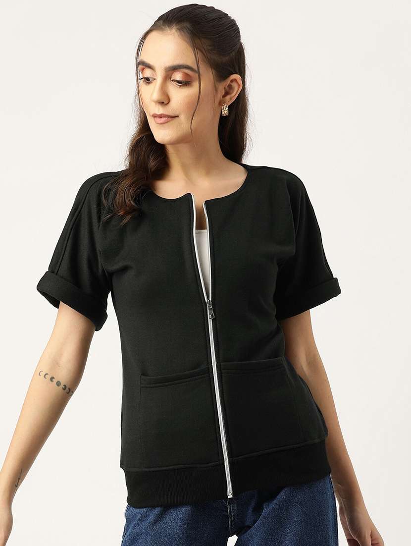 women solid short sleeves summer jacket - 21741642 - Zoom Image - 0