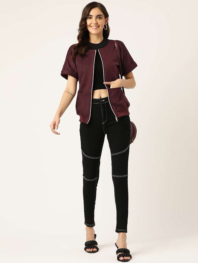 women solid short sleeves summer jacket - 21741643 - Standard Image - 3
