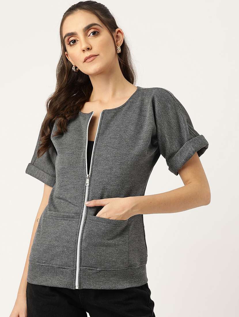 women solid short sleeves summer jacket