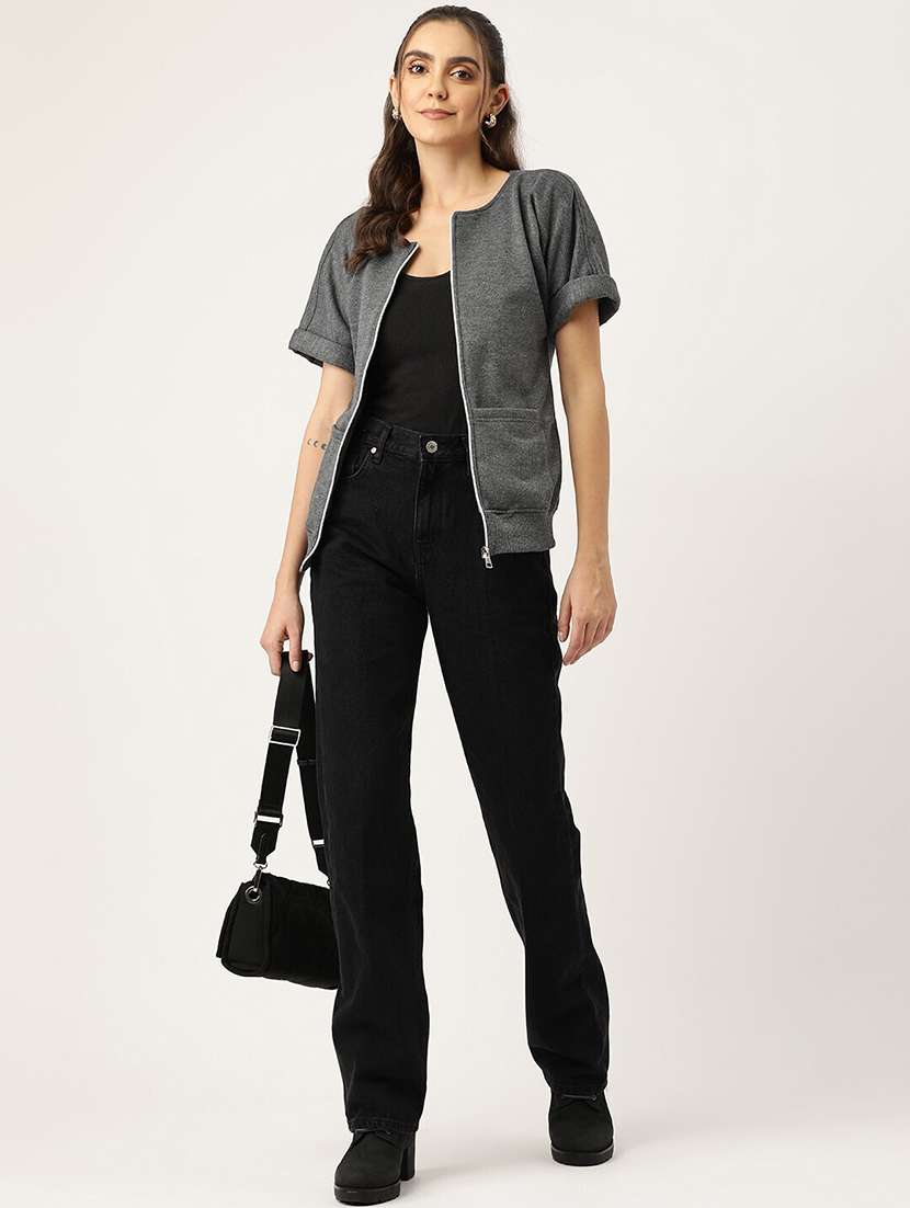 women solid short sleeves summer jacket - 21741644 - Standard Image - 3