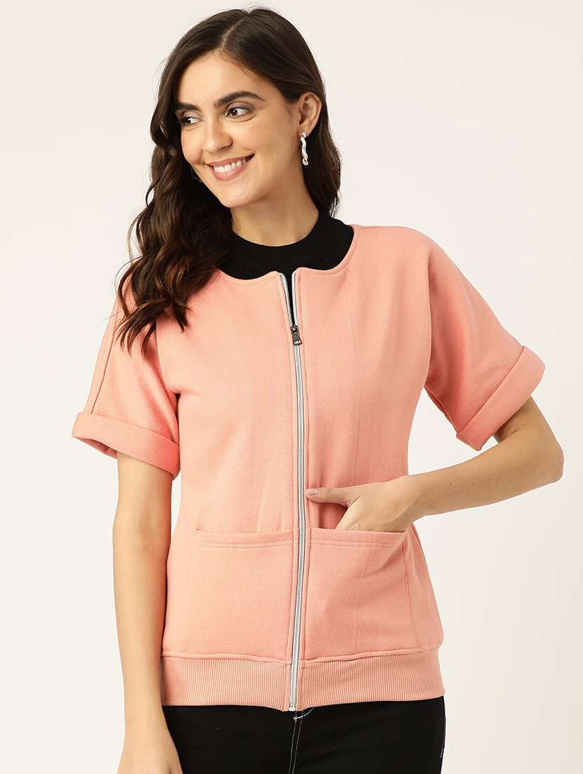 women solid short sleeves summer jacket - 21741650 - Zoom Image - 0