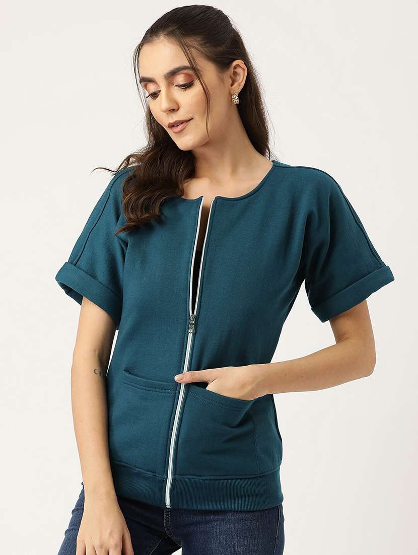 women solid short sleeves summer jacket