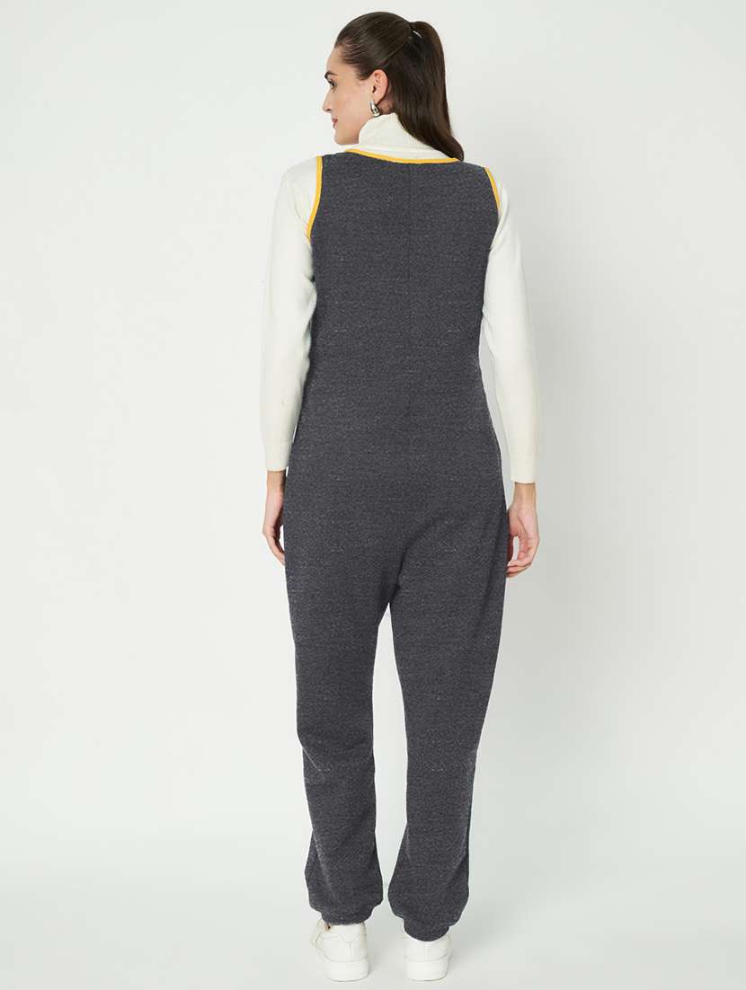 women solid sleeveless dungaree - 21741661 - Standard Image - 3