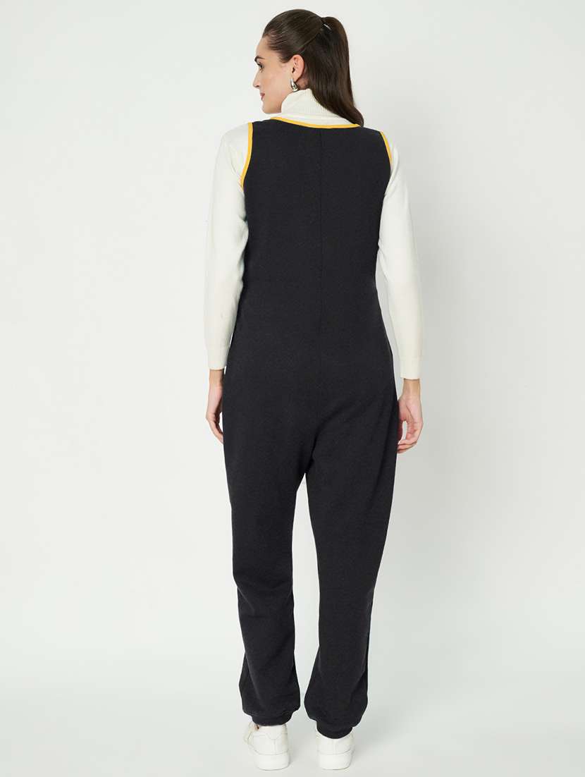 women solid sleeveless dungaree - 21741663 - Standard Image - 3