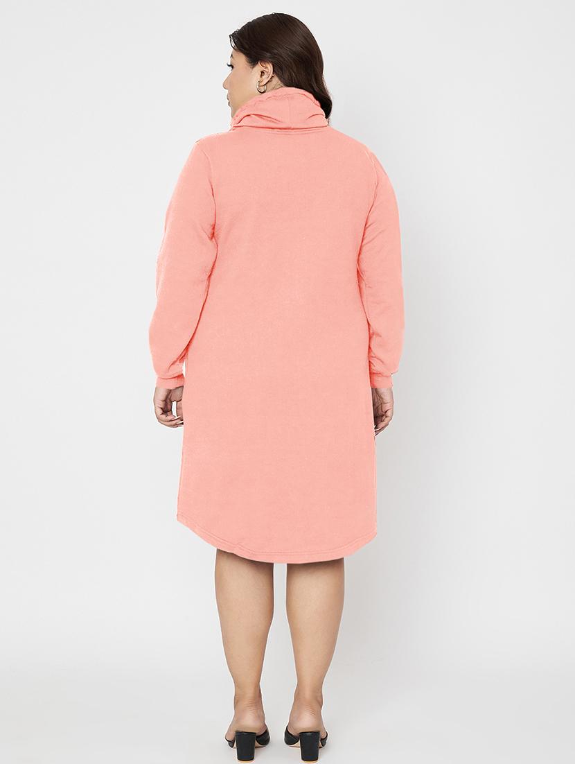 women solid long sleeves winter wear t-shirt dress - 21741667 - Standard Image - 3