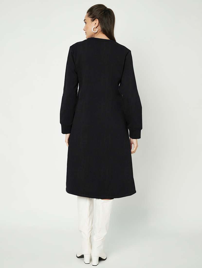 women solid long sleeves a-line dress - 21741680 - Standard Image - 3