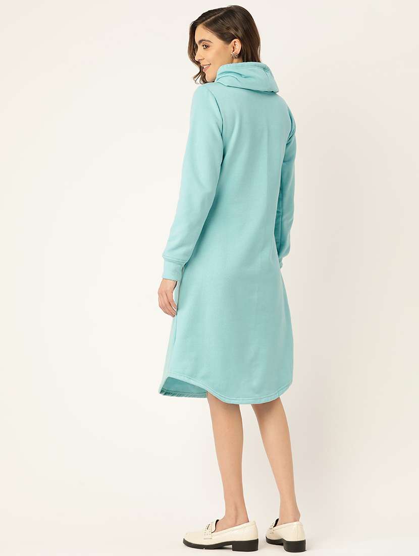 women solid hooded winter wear t-shirt dress - 21741683 - Standard Image - 3