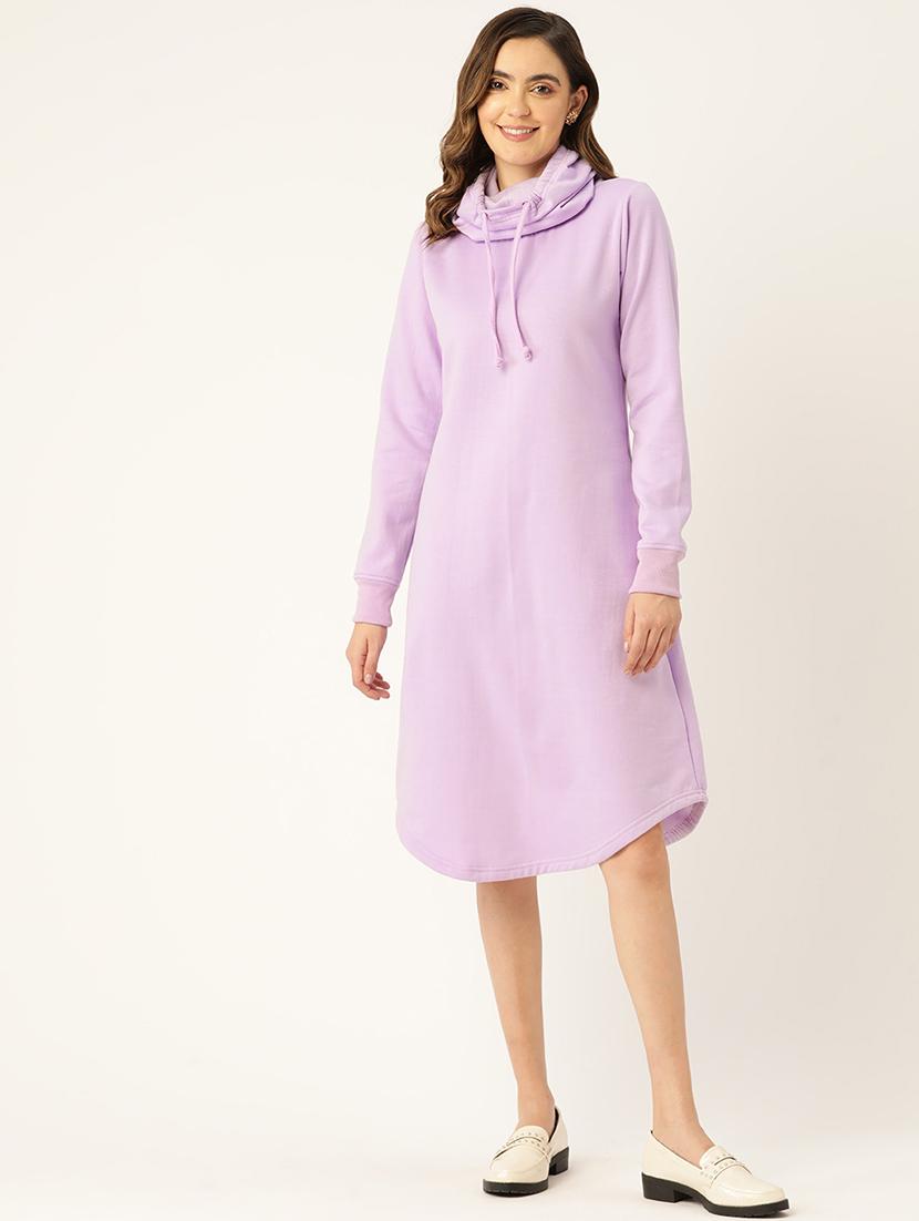 women solid long sleeves winter wear t-shirt dress - 21741688 - Zoom Image - 0