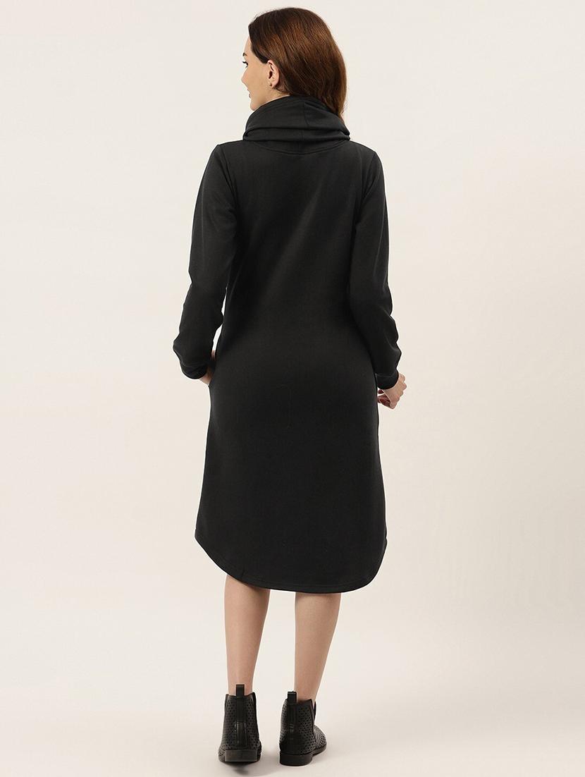 women solid long sleeves winter wear t-shirt dress - 21741689 - Standard Image - 3