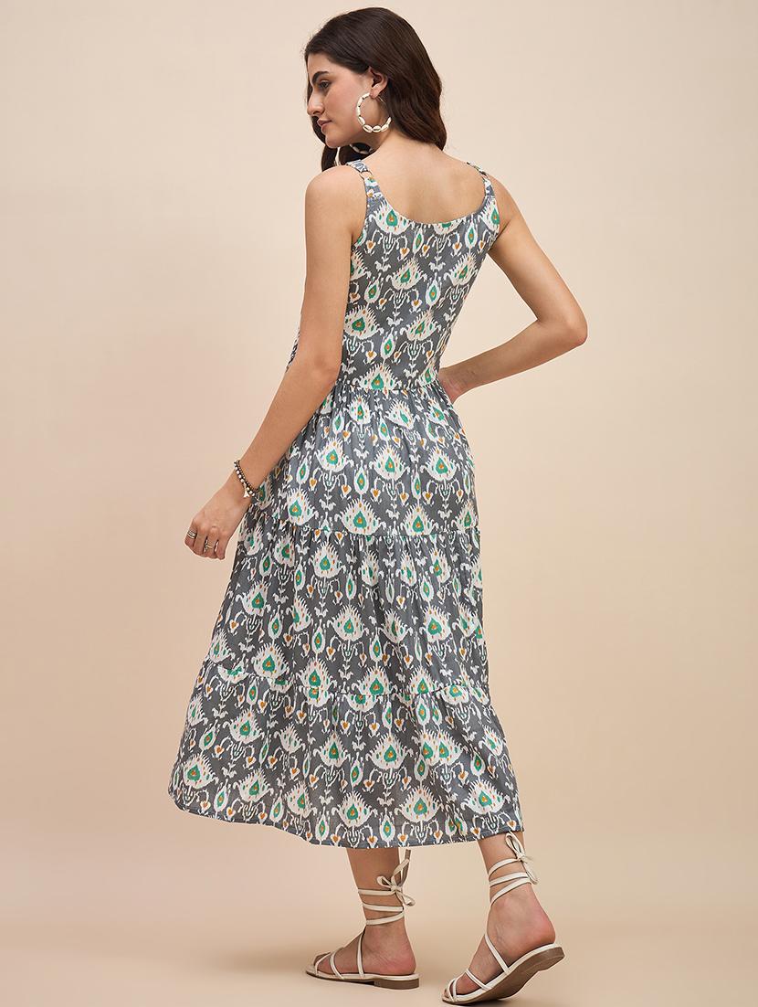 women printed shoulder strap tiered dress - 21741724 - Standard Image - 3