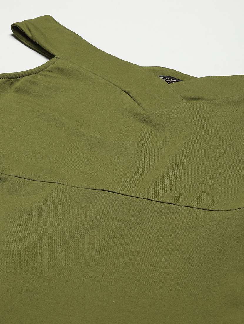 olive cotton blend aline dress - 21741750 - Standard Image - 3
