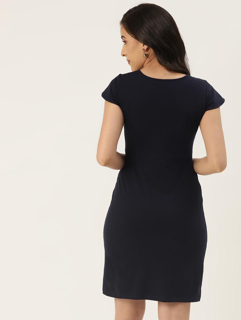 women solid cap sleeves bodycon dress - 21741769 - Standard Image - 3