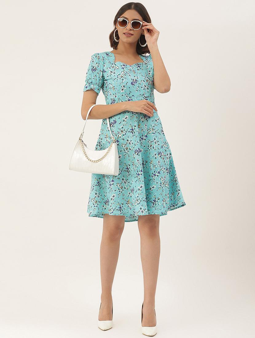 blue polyester aline dress - 21741784 - Standard Image - 3