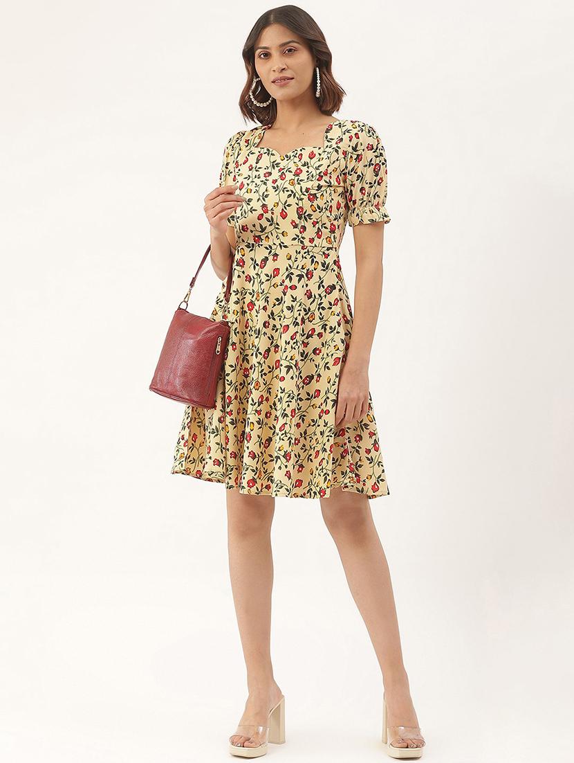 women floral print puff sleeves a-line dress - 21741788 - Standard Image - 3