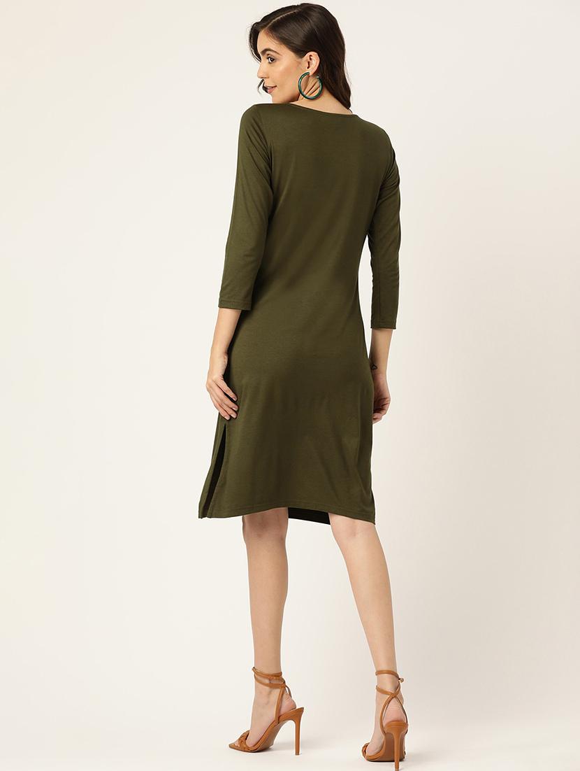 women solid round neck a-line dress - 21741806 - Standard Image - 3