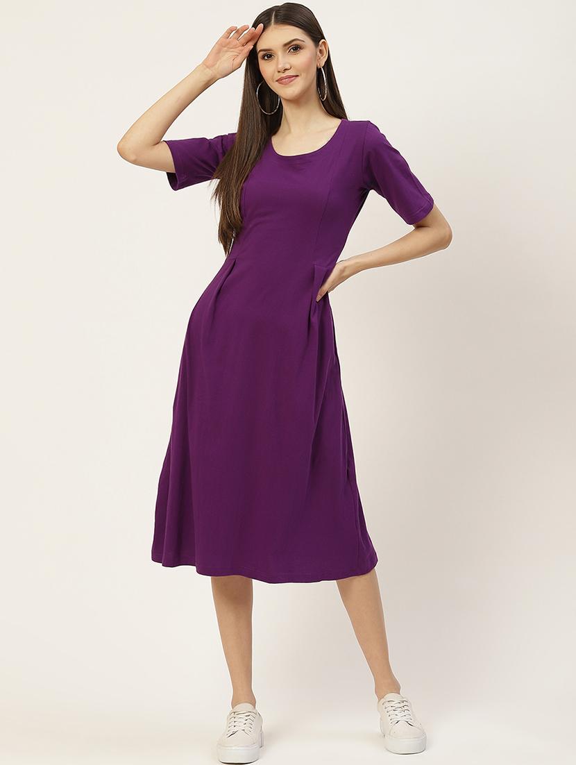 women solid round neck a-line dress - 21741810 - Zoom Image - 0