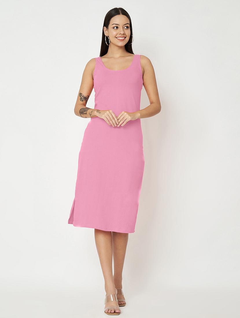 women solid sleeveless sheath dress