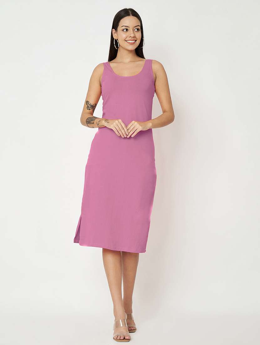 women solid sleeveless sheath dress