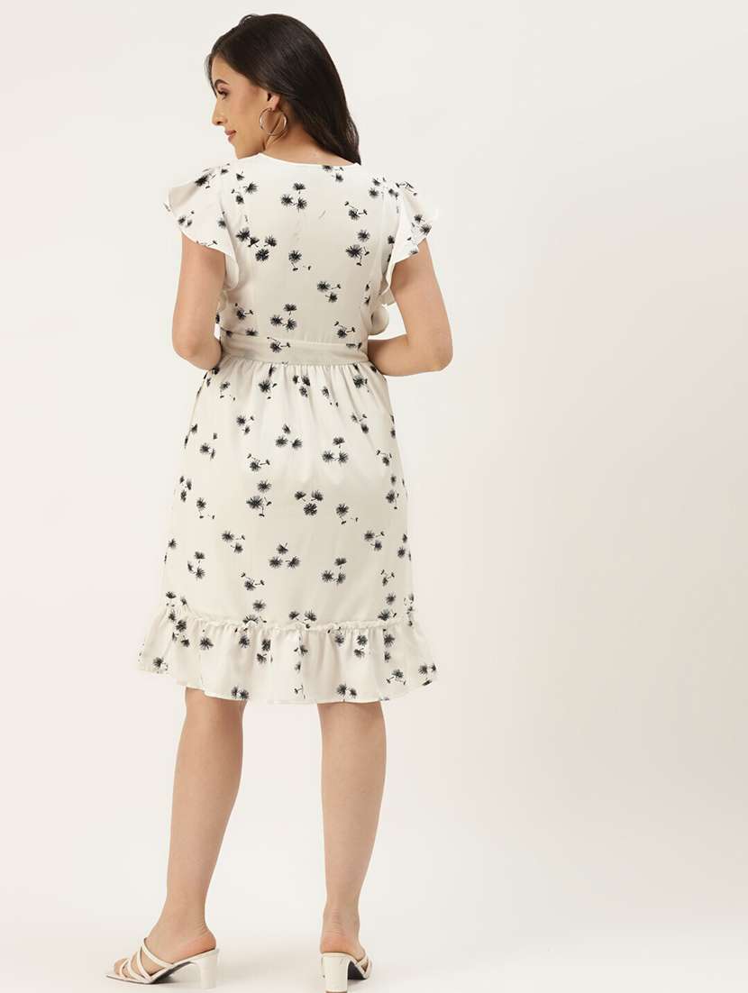 women printed flute sleeves tiered dress - 21741841 -  Standard Image - 3