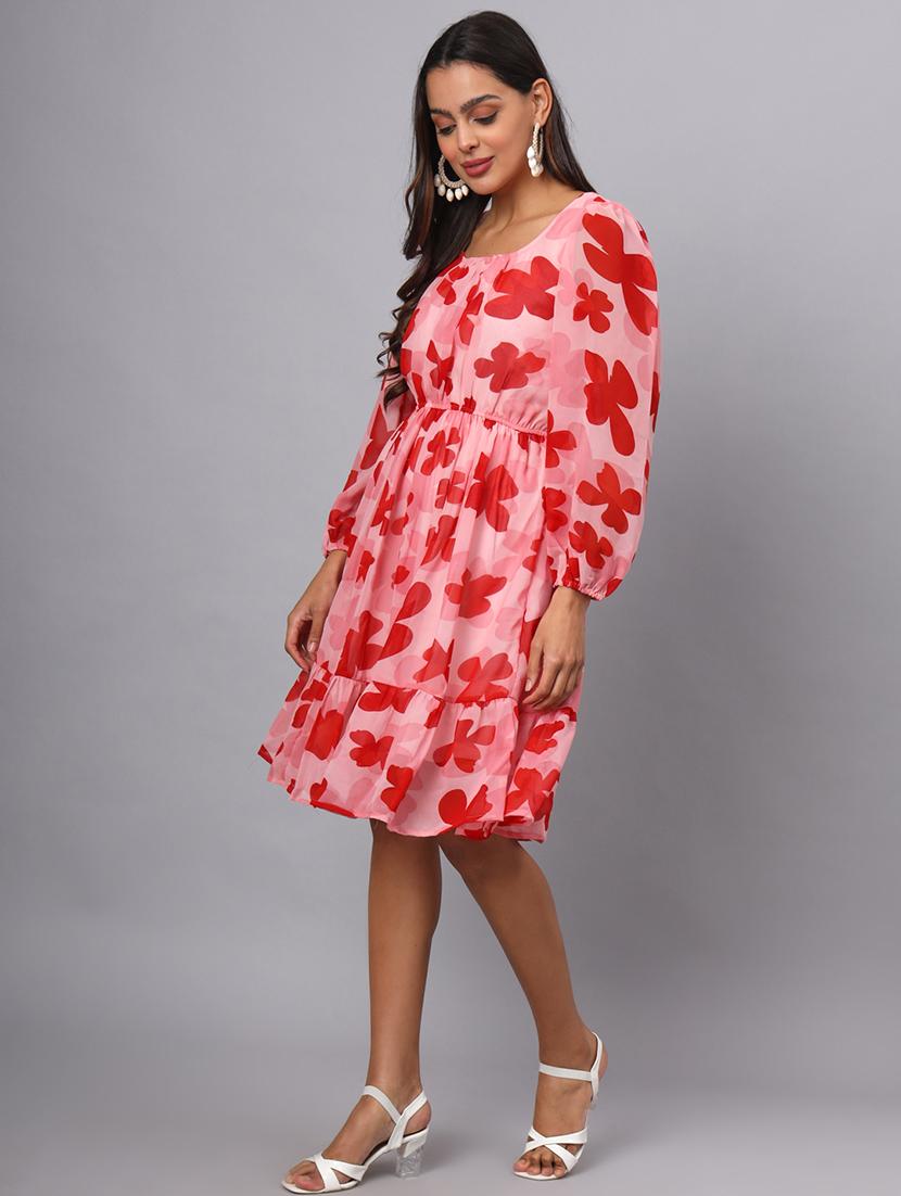 women floral print puff sleeves tiered dress - 21741850 - Standard Image - 3