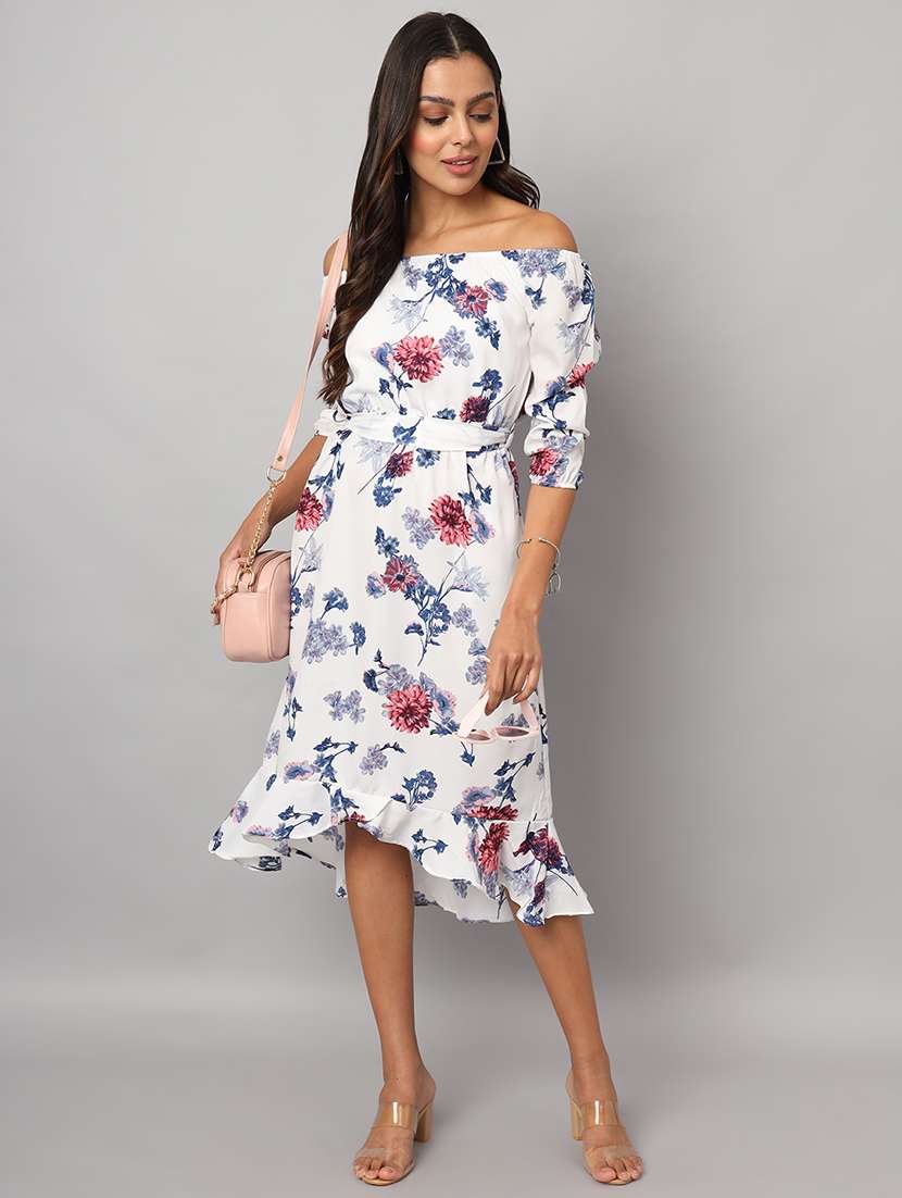 women floral print off shoulder asymmetric dress - 21741861 -  Standard Image - 3