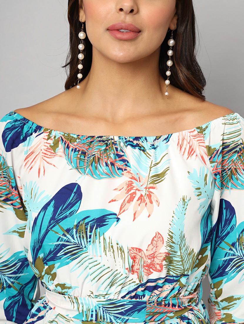 women printed boat neck asymmetric dress - 21741864 - Standard Image - 5