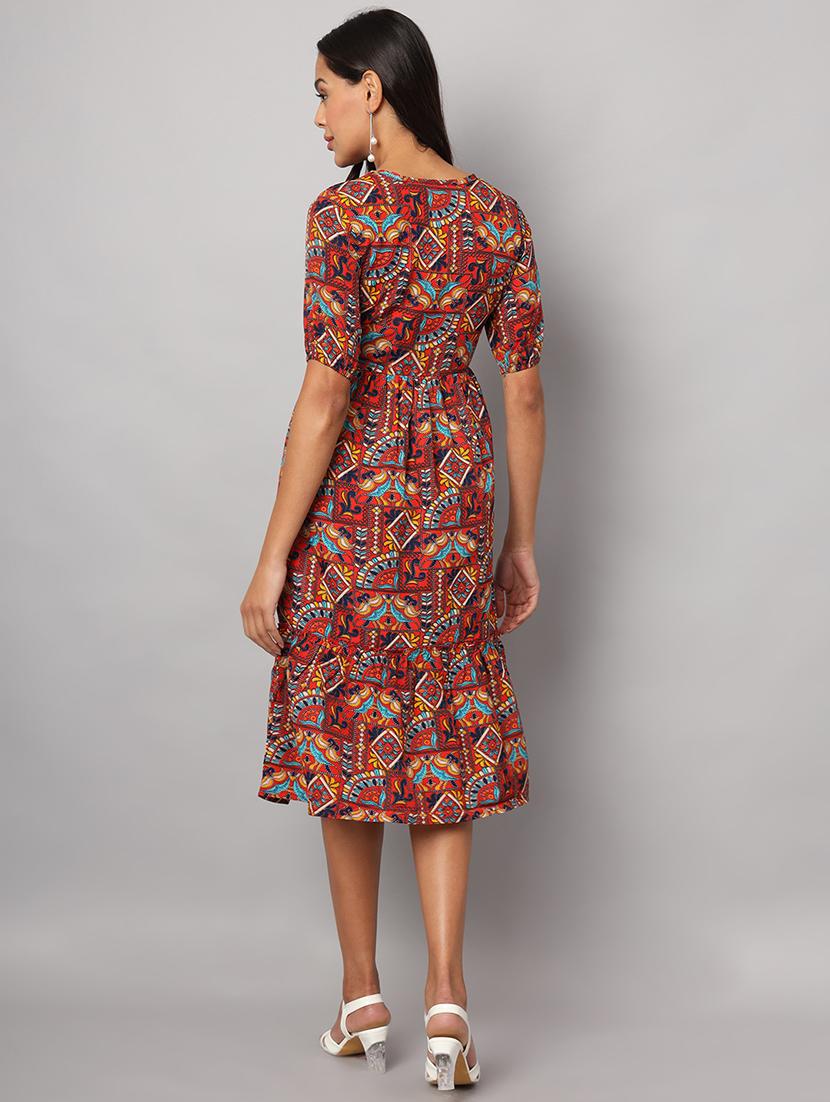 women solid round neck tiered dress - 21741871 - Standard Image - 3