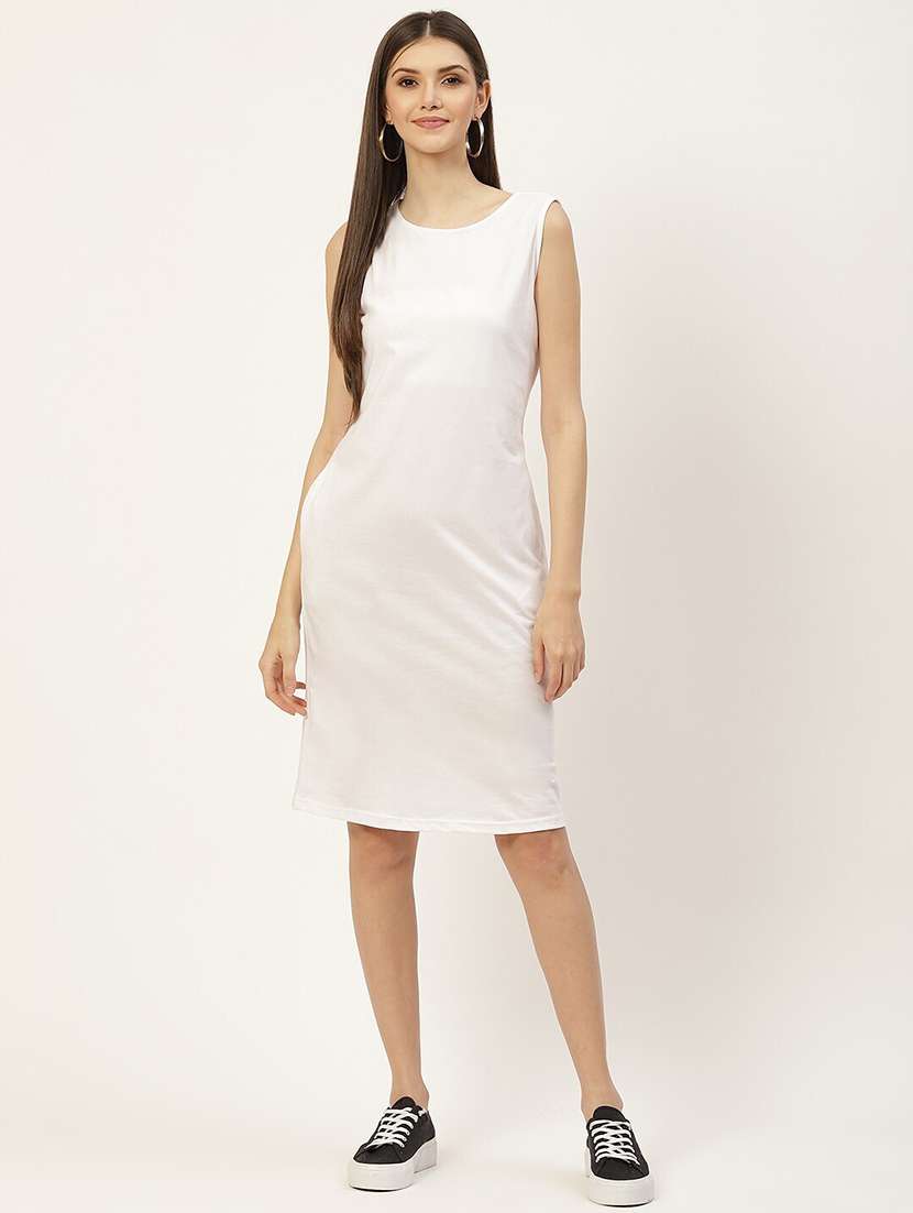 women solid round neck t-shirt dress - 21741899 -  Zoom Image - 0
