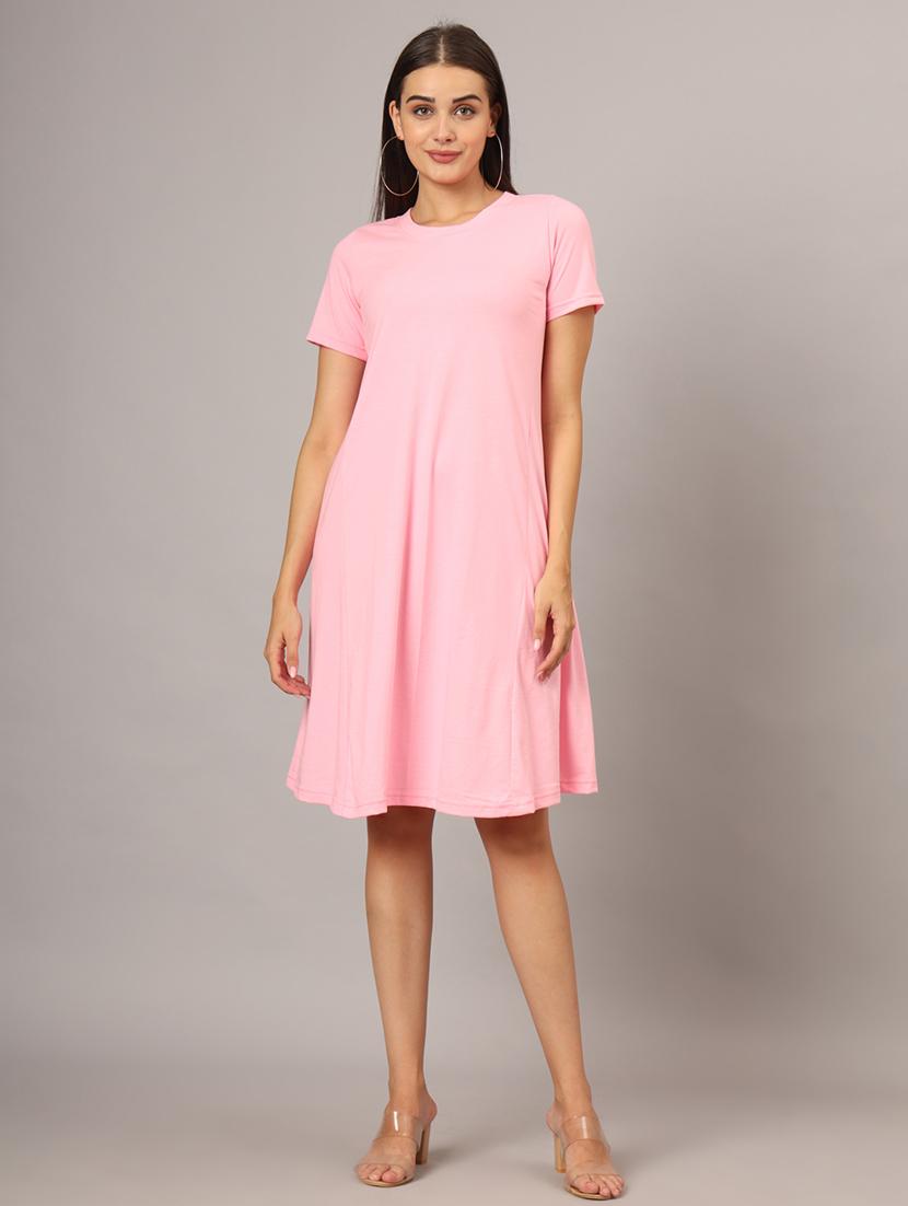 women solid round neck a-line dress - 21741909 - Zoom Image - 0