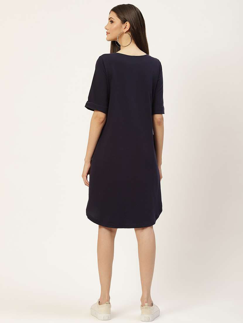 women solid round neck t-shirt dress - 21741922 -  Standard Image - 3