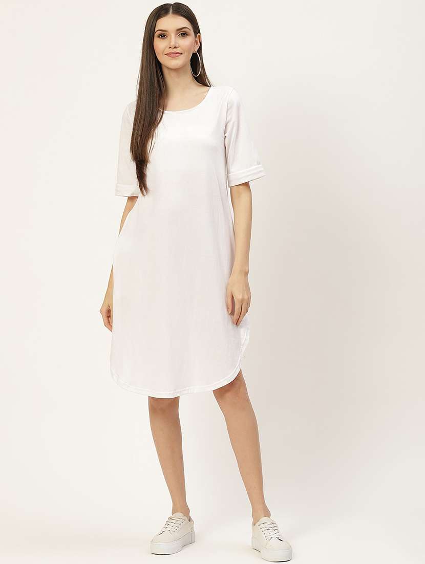 women solid round neck t-shirt dress - 21741924 -  Zoom Image - 0