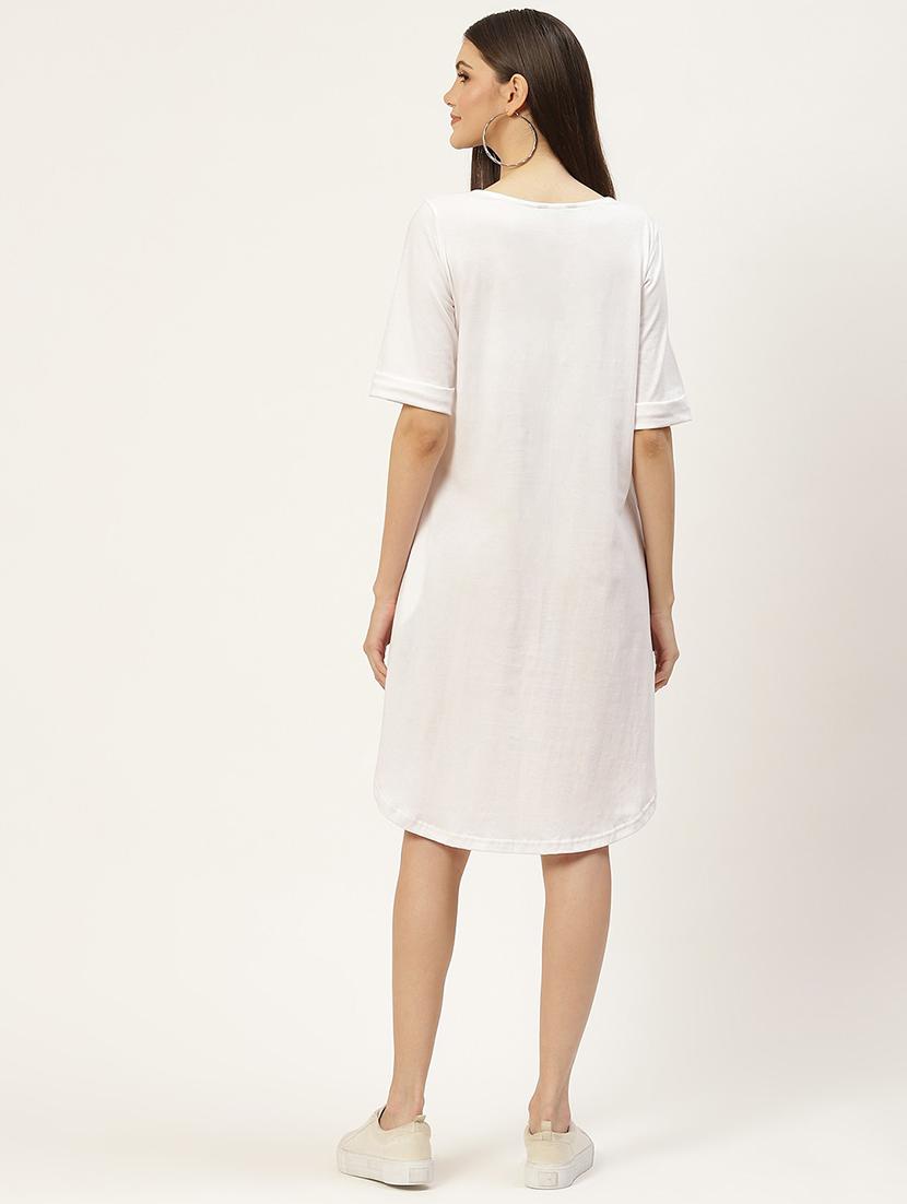 women solid round neck t-shirt dress - 21741924 - Standard Image - 3