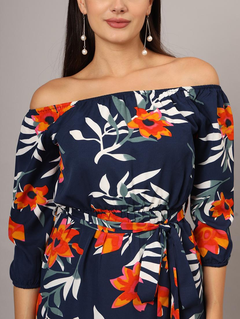 women printed off shoulder high low dress - 21741928 - Standard Image - 3