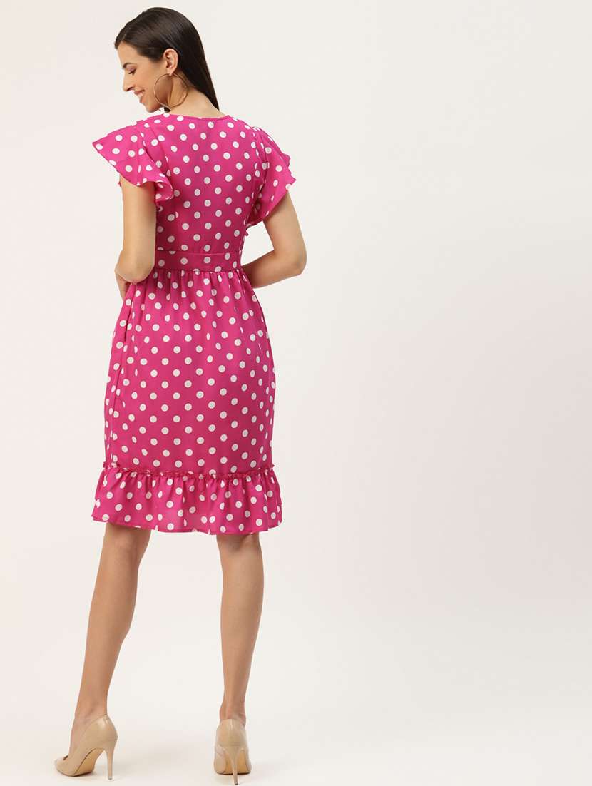 women polka doted ruffled sleeves a-line dress - 21741932 -  Standard Image - 3