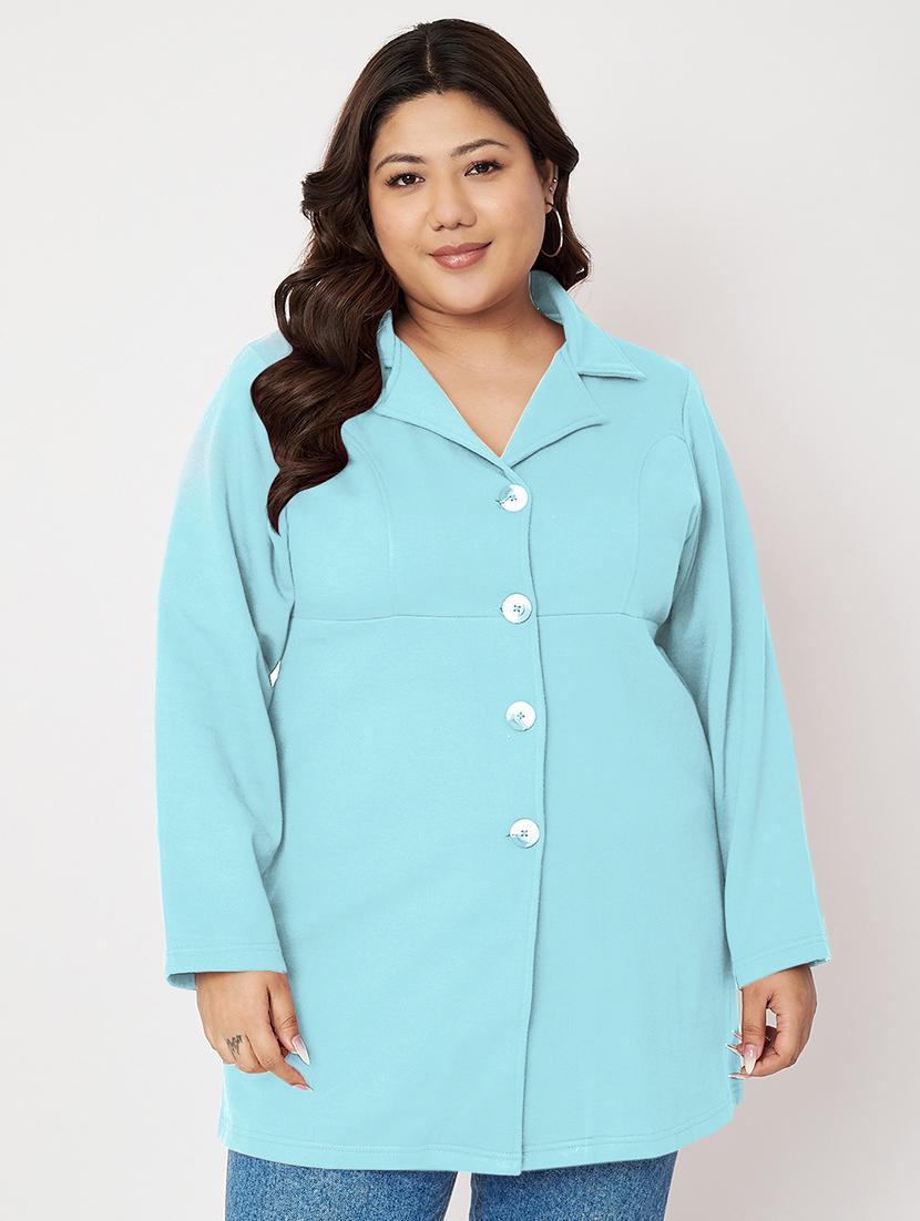 women plus size solid long sleeves regular coat - 21741950 - Zoom Image - 0