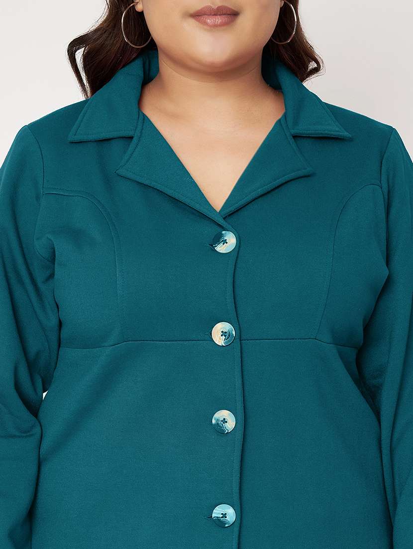 women plus size solid long sleeves regular coat - 21741951 -  Standard Image - 3