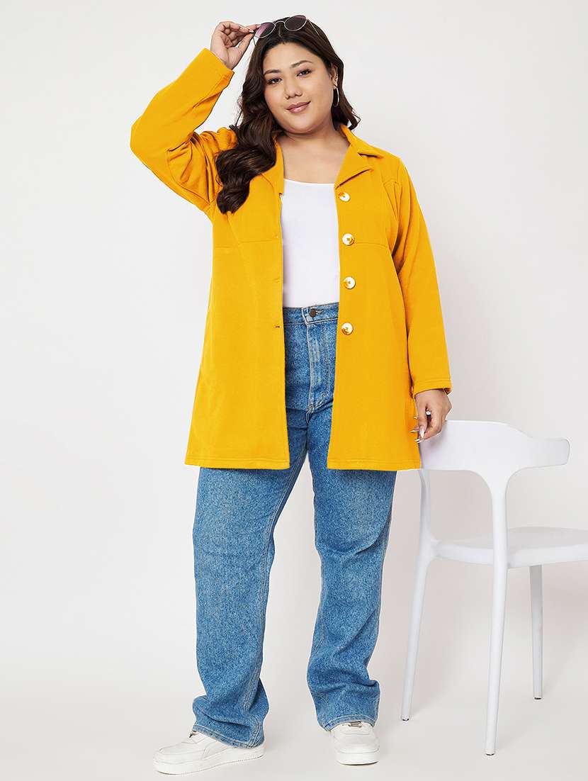 women plus size solid long sleeves regular coat - 21741954 -  Standard Image - 3