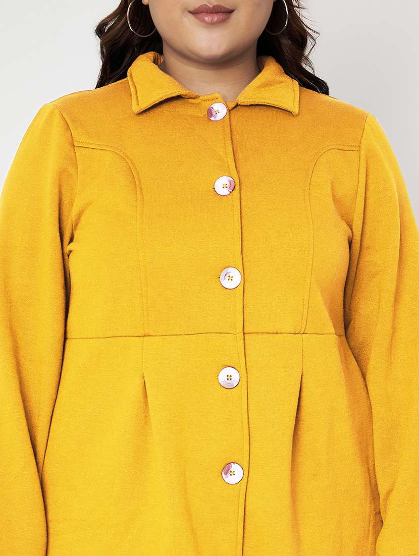 women plus size solid long sleeves regular coat - 21741962 -  Standard Image - 3