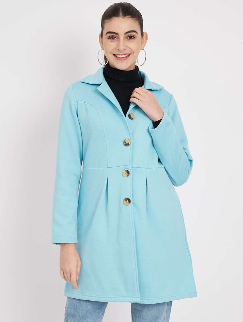 women solid long sleeves regular coat - 21741980 - Zoom Image - 0