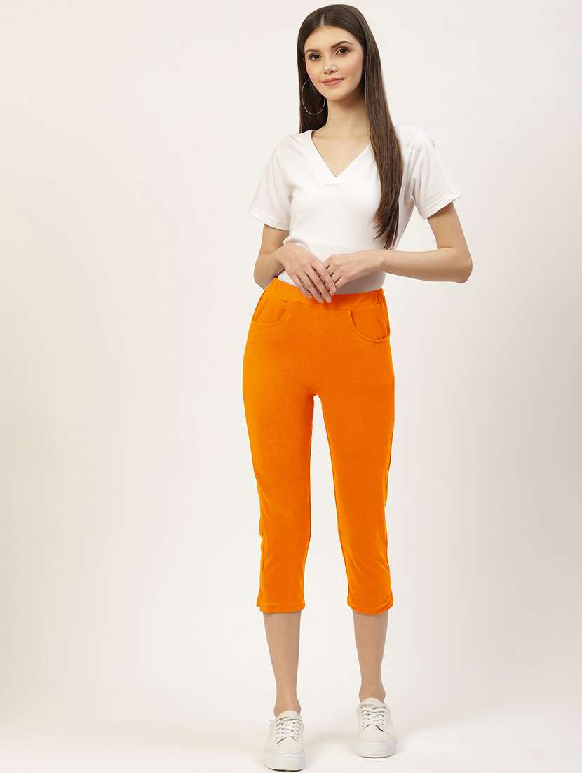 women solid mid rise slim fit capri - 21742018 -  Standard Image - 3