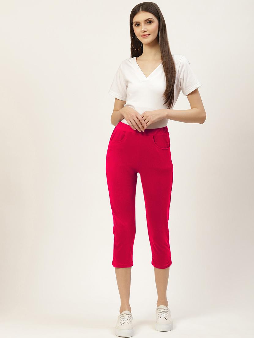 women solid mid rise slim fit capri - 21742024 - Standard Image - 3