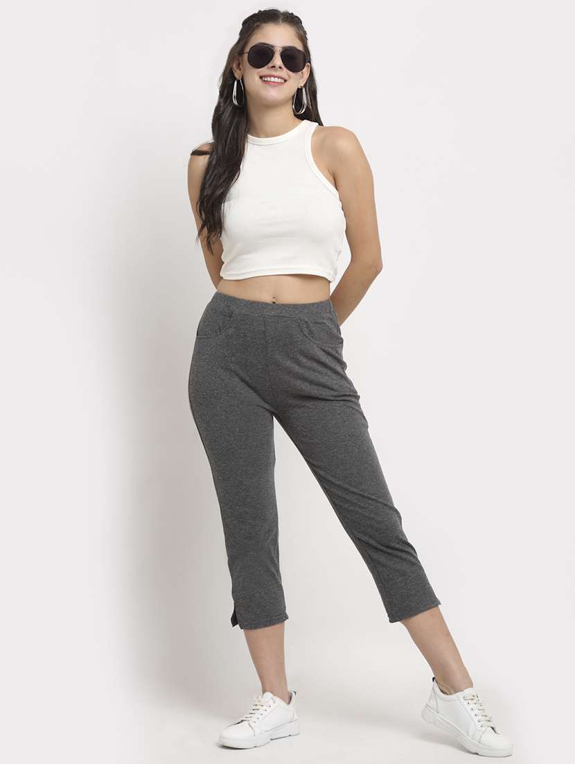 women solid mid rise slim fit capri - 21742029 -  Standard Image - 3