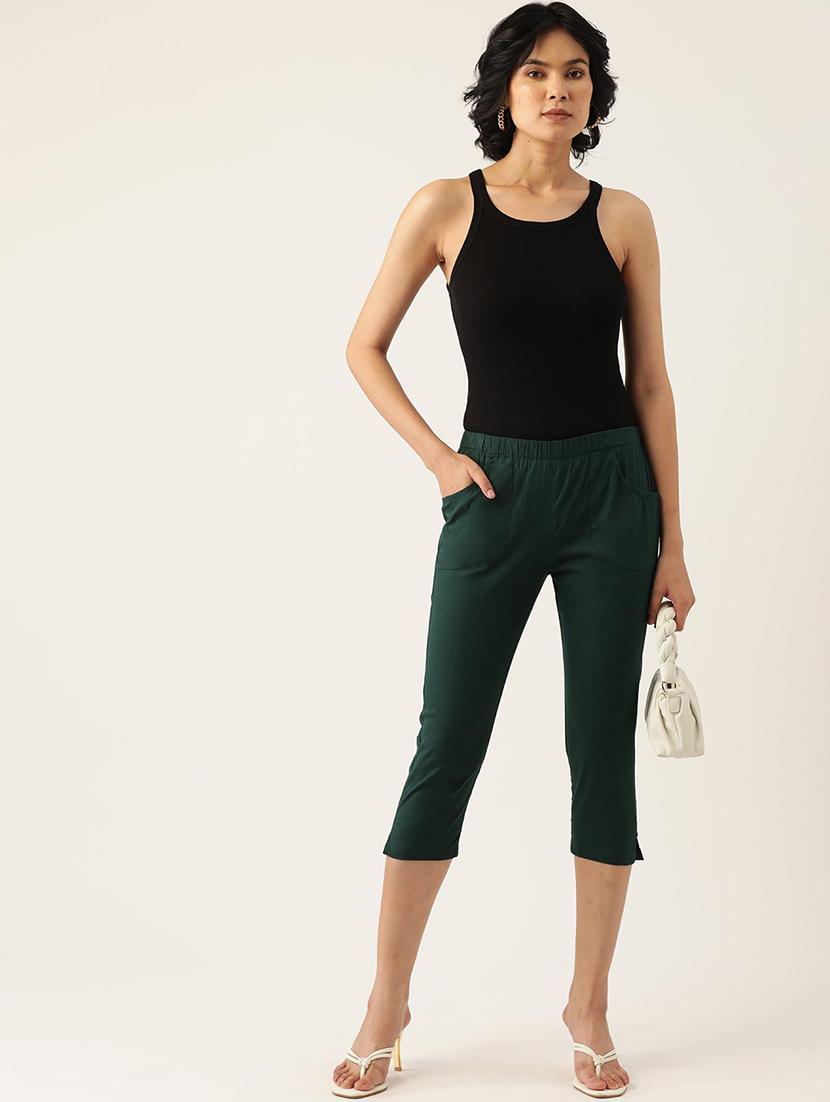women solid mid rise slim fit capri - 21742034 - Standard Image - 3