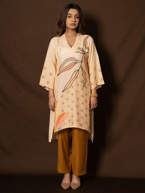 women beige printed kurta pant set with dupatta - 21742065 - Standard Image - 0