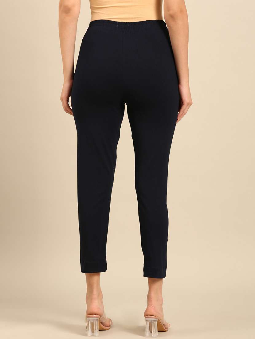 women solid mid rise cigarette pants - 21742136 -  Standard Image - 3