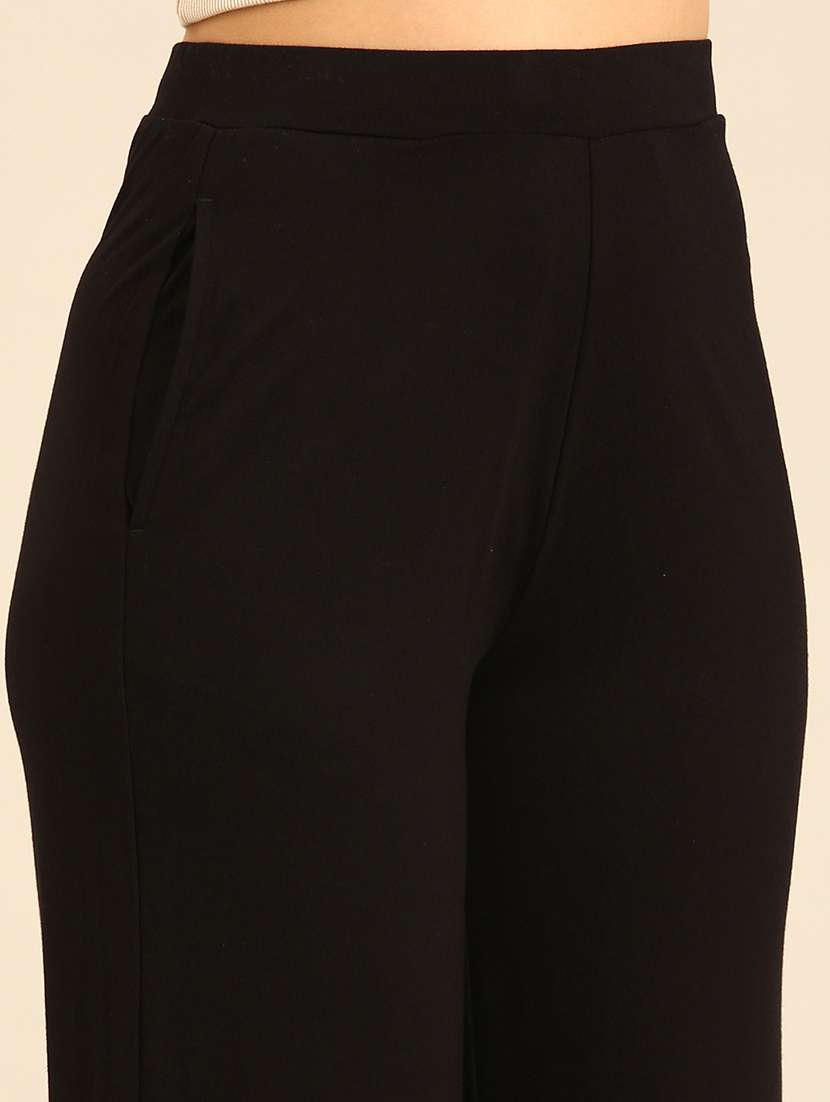 women solid high rise wide leg trouser - 21742146 - Standard Image - 5