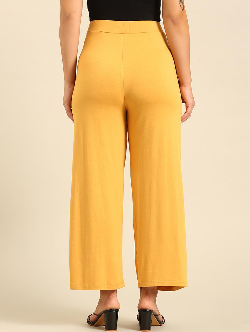 women solid high rise wide leg trouser - 21742147 - Standard Image - 3