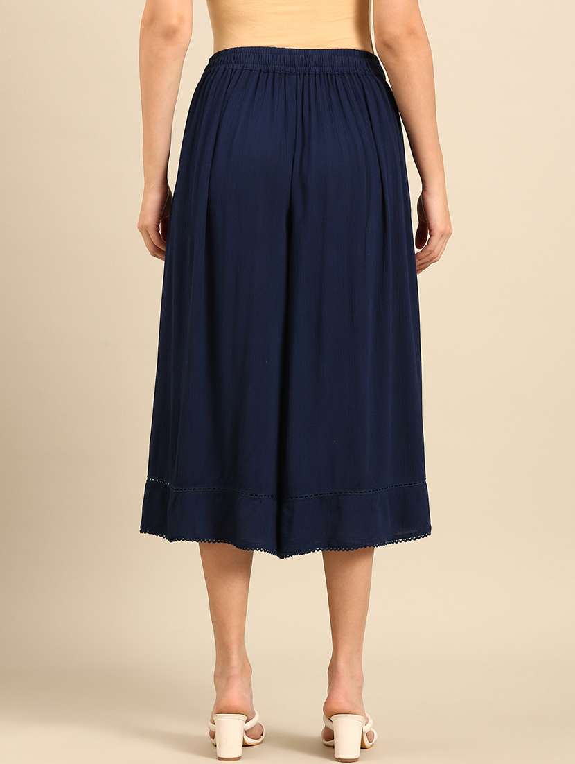 women solid high rise culottes - 21742155 - Standard Image - 3