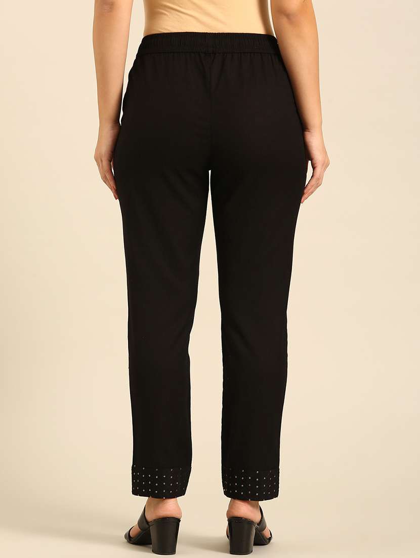 women solid mid rise cigarette pants - 21742160 -  Standard Image - 3