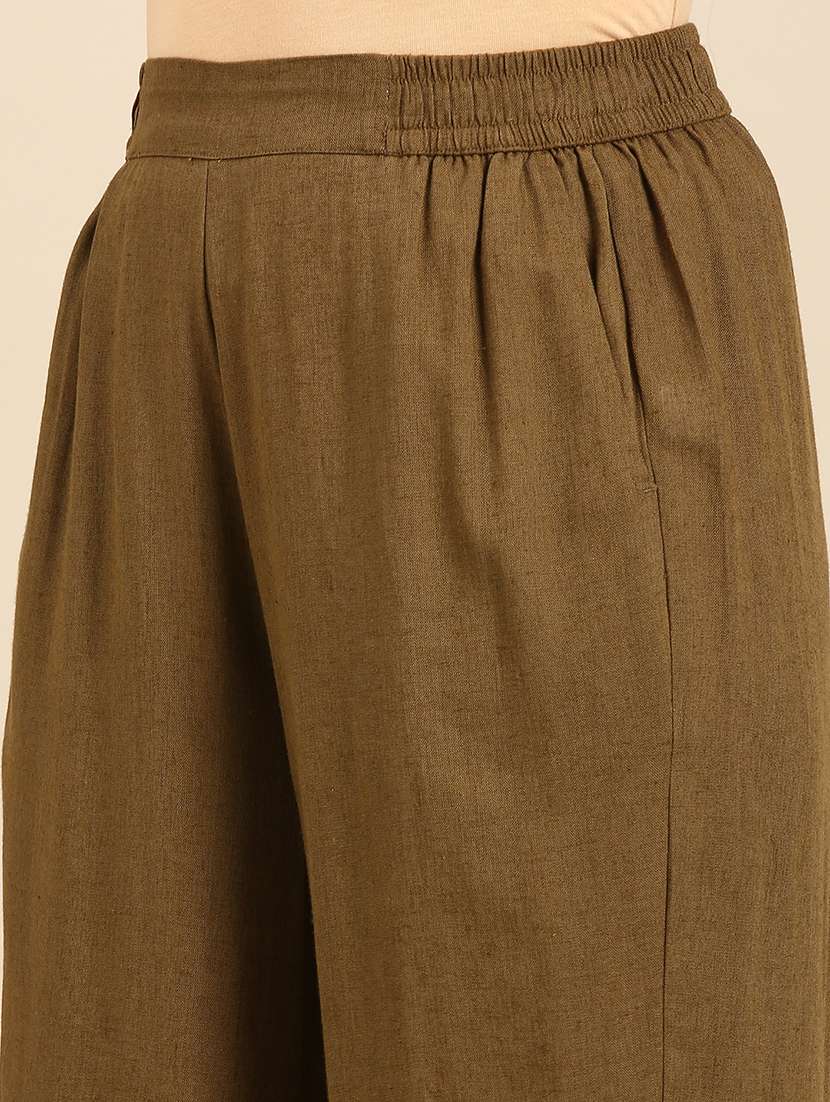 women solid high rise straight trouser - 21742170 -  Standard Image - 5